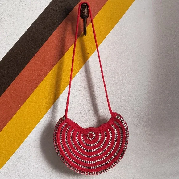 Handmade bag with crochet weaving technique.   New - Picture 2 of 11